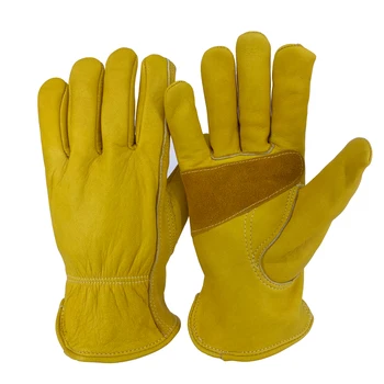Предпазни работни ръкавици от телешка кожа, мъжки шофьорски работни заваръчни ръкавици, защитни, спортни мото-износоустойчиви ръкавици 4021-1