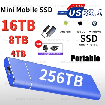 Преносим SSD M. 2 Голям Капацитет 256 TB И 2 TB Външен Твърд диск USB3.0 Високоскоростни Устройства за съхранение на Данни от Външни дискове за Преносими компютри