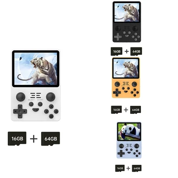 Преносима игрова конзола RGB20S, лесна за използване, 16G + 64G, 3,5-инчов IPS екран, система с отворен код (бял)