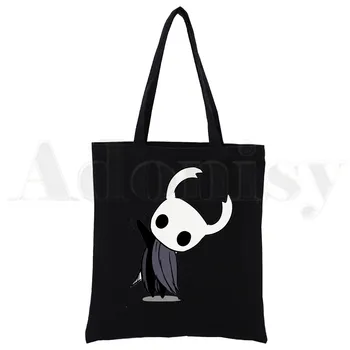 Призрачен рицар, черна холщовая чанта, ежедневни големи чанти за жени, дамски чанта за пазаруване, чанта, голям капацитет, с принтом