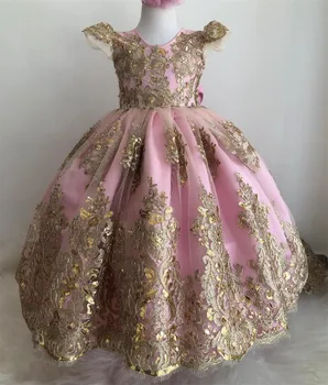 Принцеса рокля с цветя модел за момичета рокля на първия рожден ден на малките момичета, детски пакетче, вечерна рокля по поръчка за малки момичета рокля за първо причастие