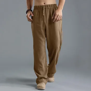 Пролетно летни панталони мъжки ежедневни универсални обикновена памучни свободни ленени панталони модни панталони за йога Панталони мъжки дрехи