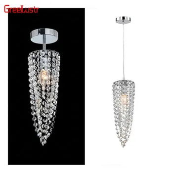 Прост K9 crystal led тавана лампа, полилей E14, сребърен медальон, лампа за кухнята, осветителни тела Lamparas