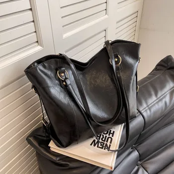 Проста, ретро, висококачествена чанта-тоут голям капацитет с едно рамо