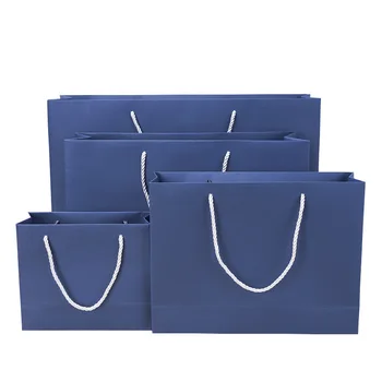 Просто дрехи, хартиени торби за подаръци bolsas de papel кутия за опаковка на подарък чанта за пазаруване сини подаръчни торби с дръжки по индивидуална заявка