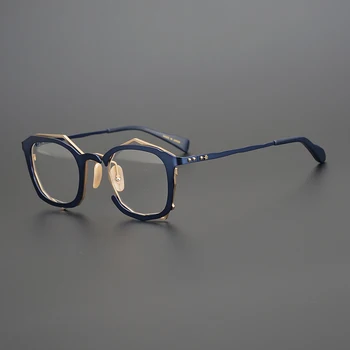 Реколта рамки за очила от титанова сплав, мъжки дизайнерски рамки за очила от късогледство по лекарско предписание, мъжки и дамски слънчеви очила луксозен марка