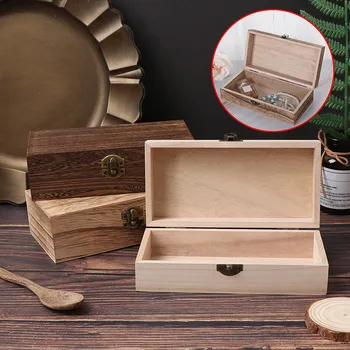 Ретро дървена кутия за съхранение на опаковъчна хартия Калъф за бижута Кутия Дървена кутия Мида Ковчег за бижута Органайзер 20x10x6 см