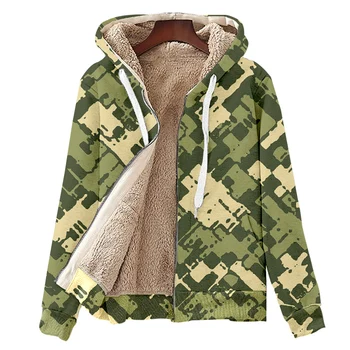 Руното термална мъжки зимни hoody с цип, стеганая ветровка, палта ArmyGreen, колеж, кадифе камуфляжная дрехи, директна доставка