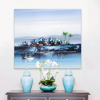 Ръчно рисувани лодка с Платно, маслени бои Стенни картини за всекидневна декор на стените на изкуството платно картина palette knife лодка морски пейзаж 1