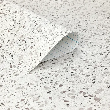 Самозалепващи водоустойчив мраморни тапети за кухненски плотове, лъскава бяла хартия за контакт Terrazzo, подвижни гранит модел
