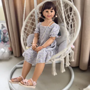 Санди 47 инча, оригинална кукла Reborn Masterpiece, с шариковыми съединения, за цялото тяло, за момиченца,, за принцеса 5-6 години, в момента бебешка рокля