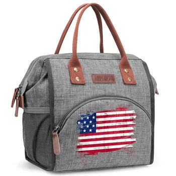 САЩ, чанта за обяд с американския флаг, с дръжка, патриотическая, модерна, в звездната ивица, множество чанта-хладилник, термосумка за храна за пикник