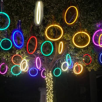Светещ led кръгла лампа Подвесное дърво Пръстен желания Външни улични лампи, градински фенери Ландшафтна лампа Коледна украса