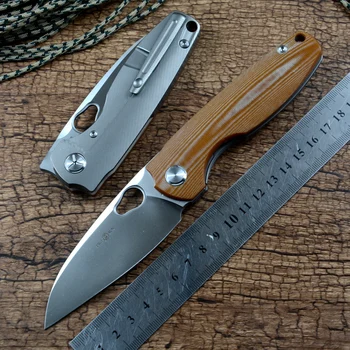 Сгъваем джобен нож TWOSUN D2 Blade Flipper, ловен подарък на открито, EDC, титановая дръжка от микарты TS129