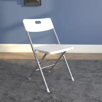 Сгъваем стол със седалка и облегалка от смола Mainstays, бял, 4 бр.