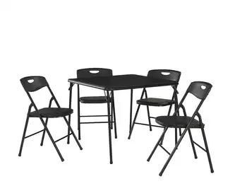 Сгъваема маса и стол от 5 теми, стоманена рамка, черен