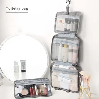 Сгъваема чанта с цип органайзер за пътуване, чанта за съхранение на тоалетни принадлежности, окачени чанта за съхранение с цип, сгънати козметични чанти, чанти за грим