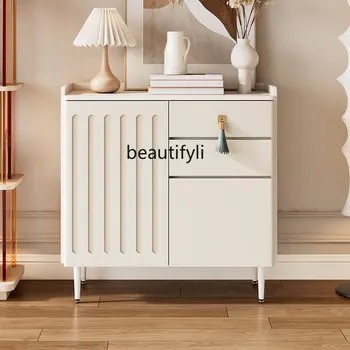 Сервант в кремовом стил zq, модерен минималистичен шкаф за съхранение в хола, гардероб за ресторант, домашен кабинет
