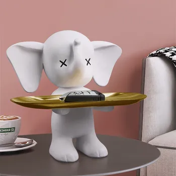 Скандинавски начало декор Сладка фигурка на слон Миниатюрна кутия за съхранение на ключове на верандата Аксесоари за декорация на хола Модерни декоративни