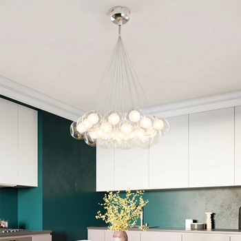 Скандинавски проста стъклена топка, led полилей, осветление, модерна кухня, хол, аксесоари за украса на дома, лампа за спални 110-220 В