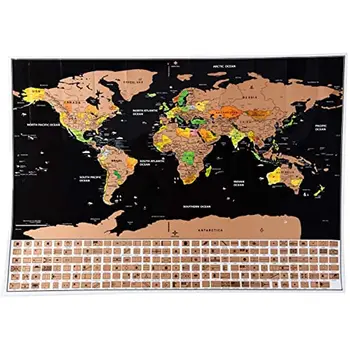 Скреч карта на хартата, Деко Делукс, ретро карта на света, драскотини, ретро плакат, Декорация за дома, ученически пособия Wereldkaart