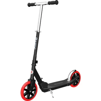 Скутер - червено / черно, с големи колела със спици, сгъваем скутер с тегло до 220 кг