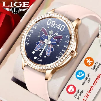 Смарт часовници LIGE Bluetooth за повикване, дамски спортни часовници, монитор на сърдечната честота, водоустойчив гривни за умни часовници, дамски