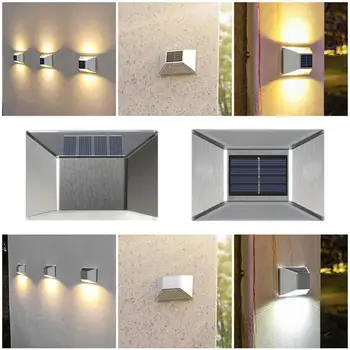 Стенен лампа за слънчева батерия с 4/8 светодиодите, домакински водоустойчива лампа за стълбищни парапети, лампа за вътрешен двор, тераси, лампа за външно осветление, декор градински огради