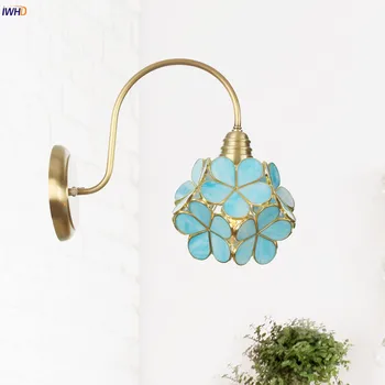 Стенни лампи IWHD от стъкло цвете, led стенни лампи, лампа за баня, спални, хол, декоративна апликация, монтиран на стената лампа