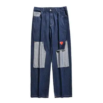 Стилни дънкови панталони с драпировкой с цип, дънки-карго, мъжки градинска облекло