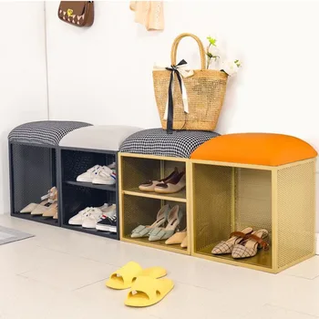 Столче за домашни обувки, столче за носене на обувки пред вратата, творчески лампа, лукс, няколко комбинации табуретов за съхранение