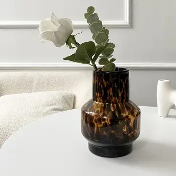 Стъклена ваза за цветя, леопардовый принт, суха креативна снимка, прозрачен гидропонный арт-реквизит за снимки, домашно сватбена украса