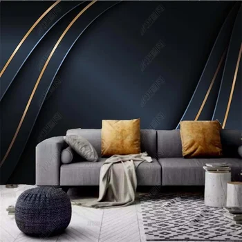 Съвременни творчески Абстрактни Златни геометрични линии тапети за хола Спалня Луксозен декор на Стената тапет Papel De Parede 3d