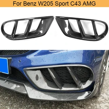 Тампон върху отдушник Предна Броня от Въглеродни Влакна за Mercedes Benz W205 C Class C200 Sport C43 AMG 2015-2019 Противотуманная Решетка на Автомобила