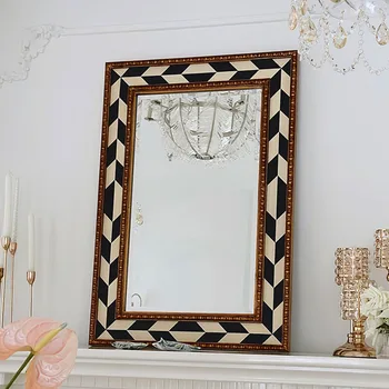 Творческа огледало в ресни, Луксозно винтажное правоъгълно огледало за баня, дизайнерски украса за дома Espejos Decorativos