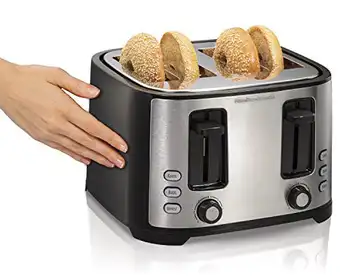 Тостер с много широки слот на 4 резена, избор на цвят, засилване на изпичане, автоматично изключване и бутона за отмяна, черен