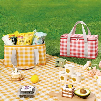 Туристическа чанта за обяд Bento, преносим инкубатор от сгъсти алуминиево фолио, набор за приготвяне на барбекю, напитки, с цип, аксесоари за пикник