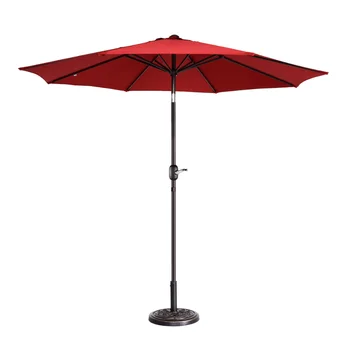 Уличен чадър за двор BOUSSAC 9' с 8 бомбетата, алуминиеви шестия и автоматичен наклон, устойчиви на избледняване пазарен чадър, чадъри за двор