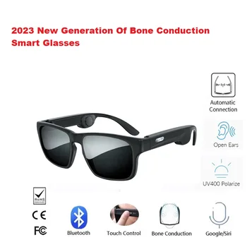 Умни очила Bluetooth 5,0 с костна проводимост, стерео слушалки, поляризирани очила, които могат да се вземат към лещи с рецепта