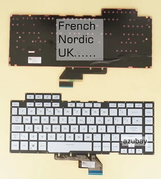 Френска Клавиатура Nordic UK За Asus ROG ZEPHYRUS S GX502 GX502GV GX502GW V184662F 0KN1-971FR21 0KN1-971ND21 0KN1-971UK21 С подсветка