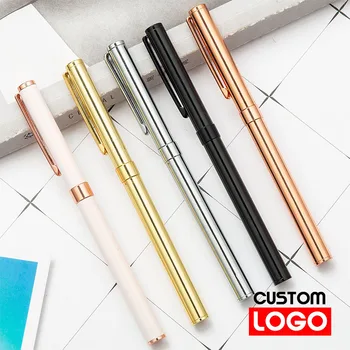 Химикалка дръжка от метал с дебелина 0,5 мм, индивидуален лого, безплатен гравиране химикалка за подпис, бизнес-офис, училище подаръци, рекламни дръжка, канцеларски материали