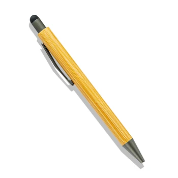 Химикалка химикалка от бамбуково дърво с капацитивен сензорен екран, остър връх за настолни стилусов, чувствителен на допир дръжки, канцеларски, рекламни подаръци