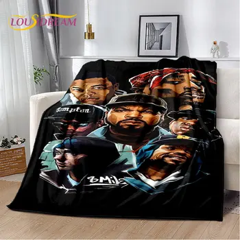 Хип-хоп арт Рапър Легенда Звезда Меко плюшевое одеяло, фланелевое одеяло, покривка за хол, спални, легла, мека мебел, чанта за пикник 3D