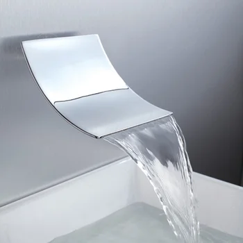 Хром водопадный кран в банята, стенен кран за мивка, смесител за топла и студена вода