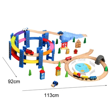 Цветен околовръстен мост, определени релсови пътища, аксесоари за сцена, монтажна модел, детски играчки, съвместими с дървена пътека PD45