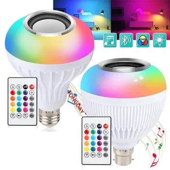 Цветна музикална лампа Bluetooth Rgb, умна музикална лампа Bluetooth E27, безжична приложение, дистанционно управление, музикална сцена, led лампа Zigbee