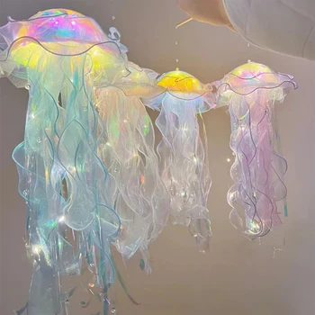 Цветни светлини под формата на медузи, малката русалка, led фенерче, Русалка, украса за партита, долната тема, украса за парти в чест на рождения ден, подарък