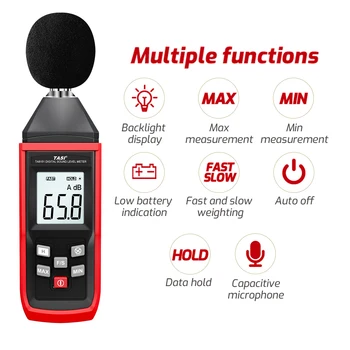 Цифров измерител на нивото на звука SLM домакински тестер шум тестер шум детектор на звука децибела монитор 30-130 db измерване на акустични
