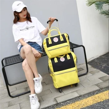 Чанта за ръчен багаж, пътна чанта за количка за ръчен багаж, женски пътен куфар на колела, чанта, Обучения количка за пътуване