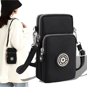 Чанта през рамо, найлон дамска чанта за мобилен телефон, мини-женски портфейл-месинджър, госпожа чантата си малка чанта през рамо, дамска чанта чантата е женска
